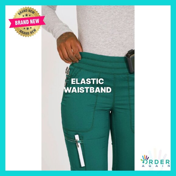 Jogger Scrub Pants Ultra Soft Stretch Medical Uniform Petite Fit Five Pocket - Picture 8 of 8